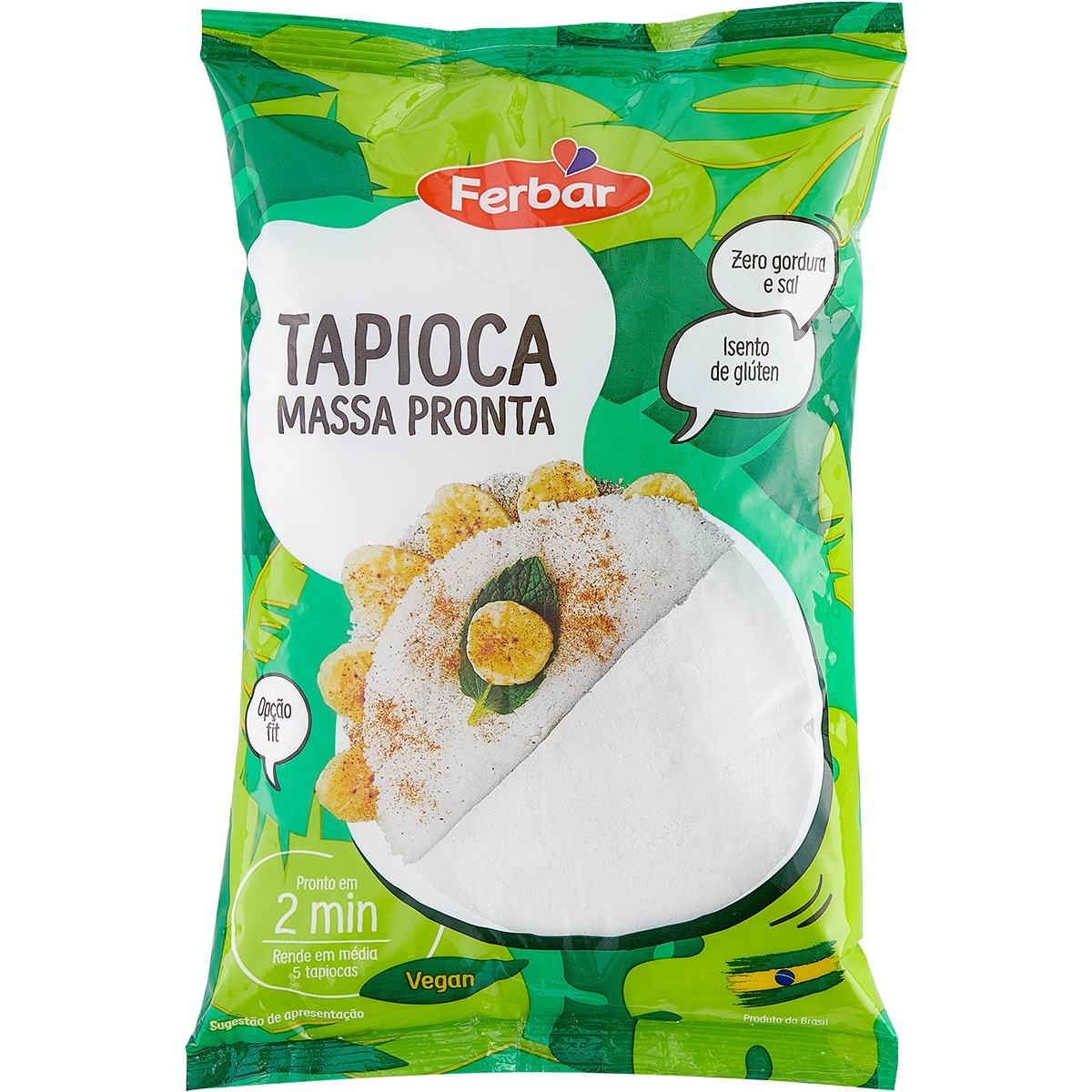 Tapioca Mass Pronta Vegan Zero Gordura e Sal sem Glúten embalagem 500 g
