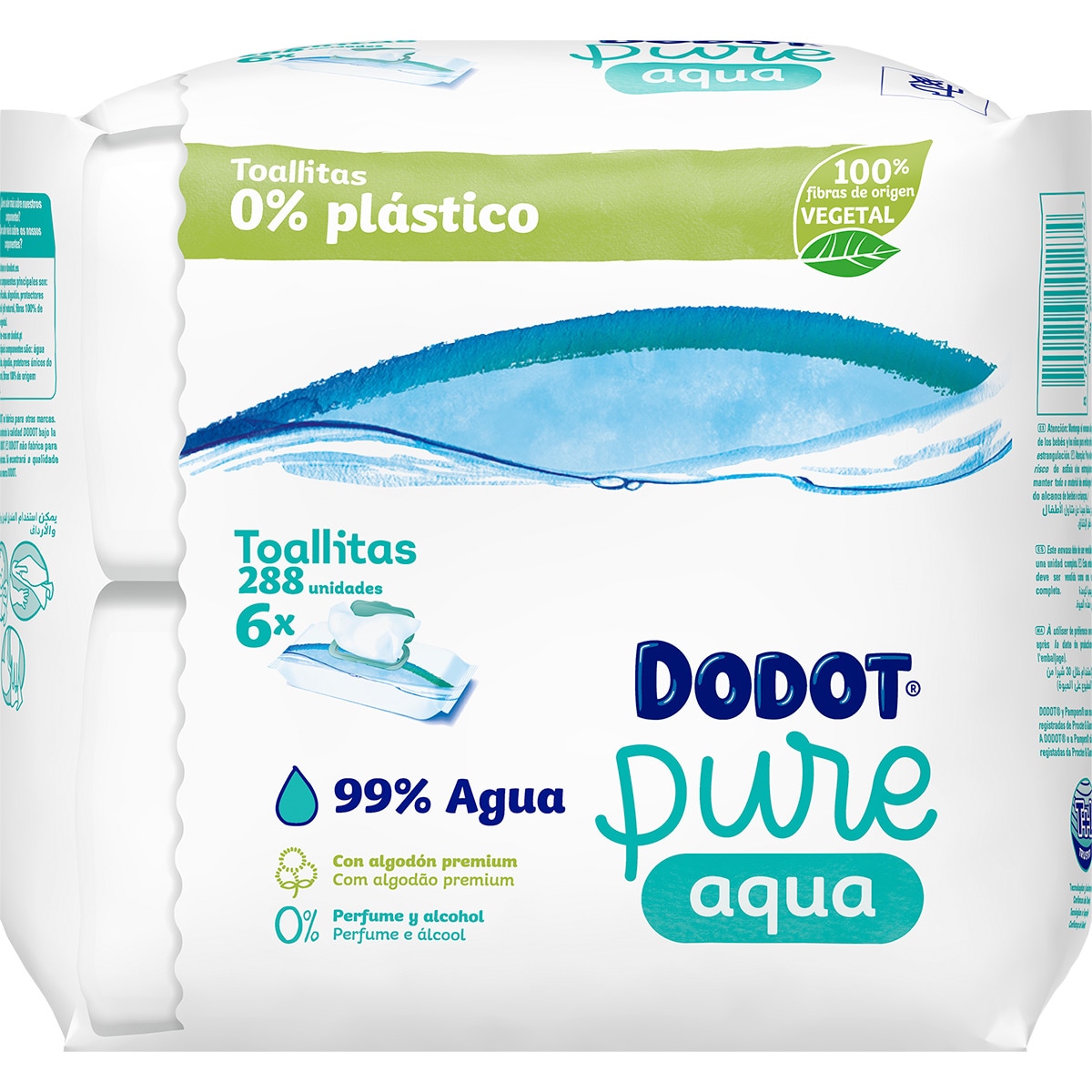 Toalhitas Aqua Pure 0% Plástico embalagem 288 unidades