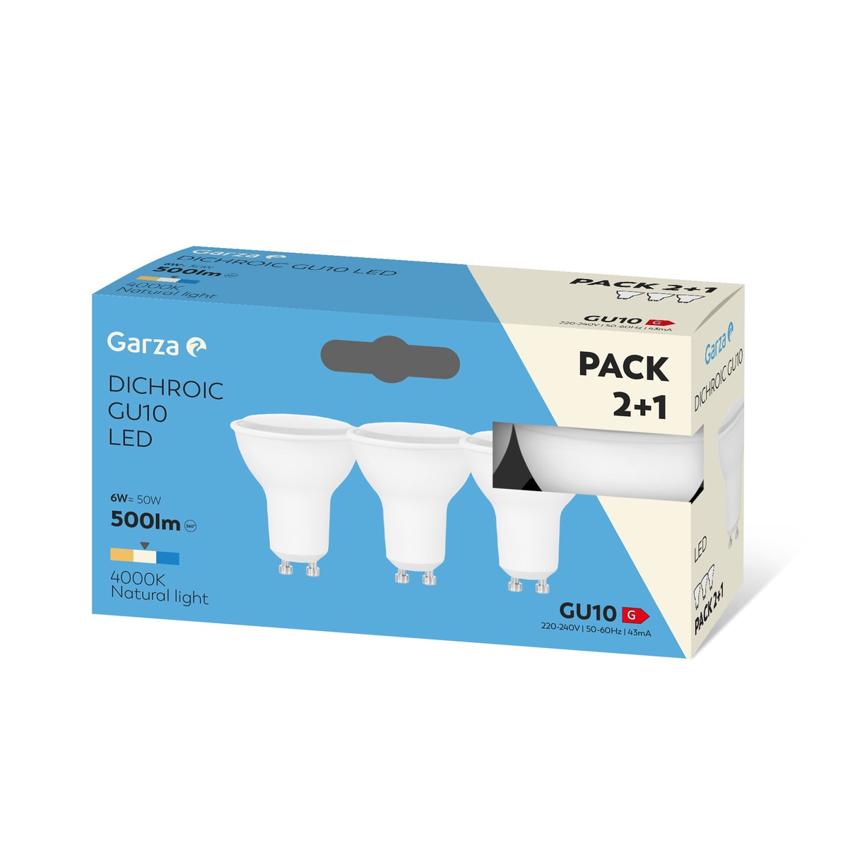 X3 Lâmpada LED Dicroica GU10 461129A 4000 K 500 lm - 6 W 2