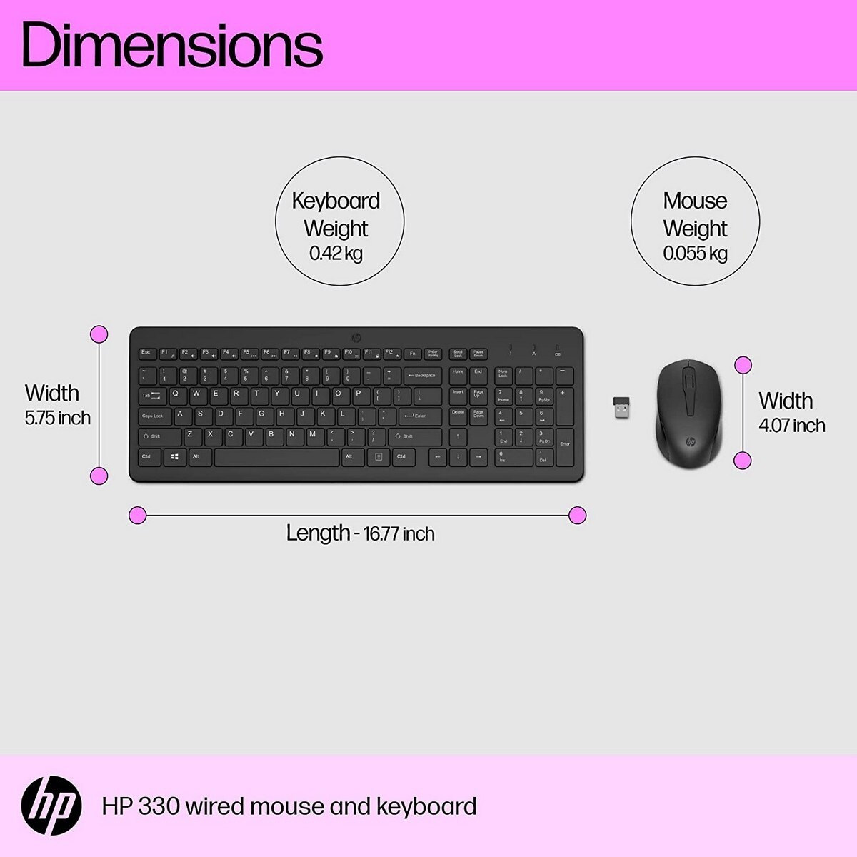 Teclado HP 330 Wireless + Rato Preto-5