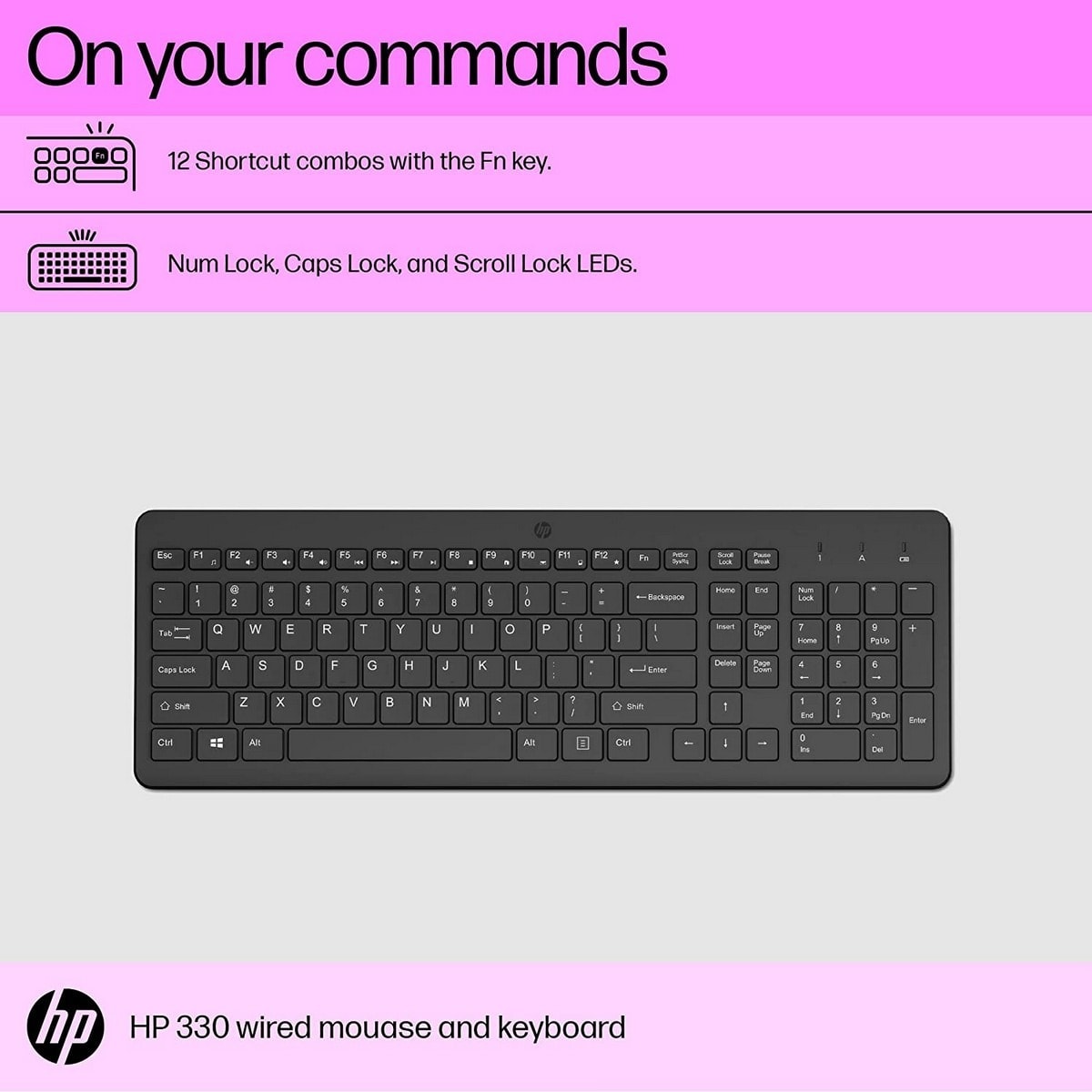 Teclado HP 330 Wireless + Rato Preto-4