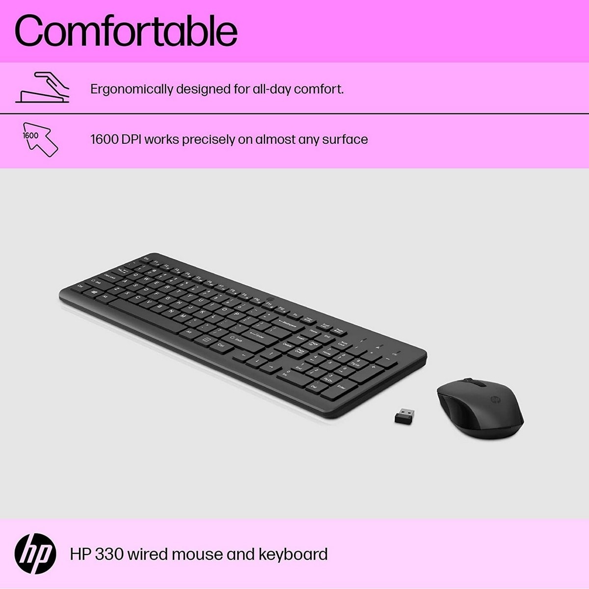 Teclado HP 330 Wireless + Rato Preto-3