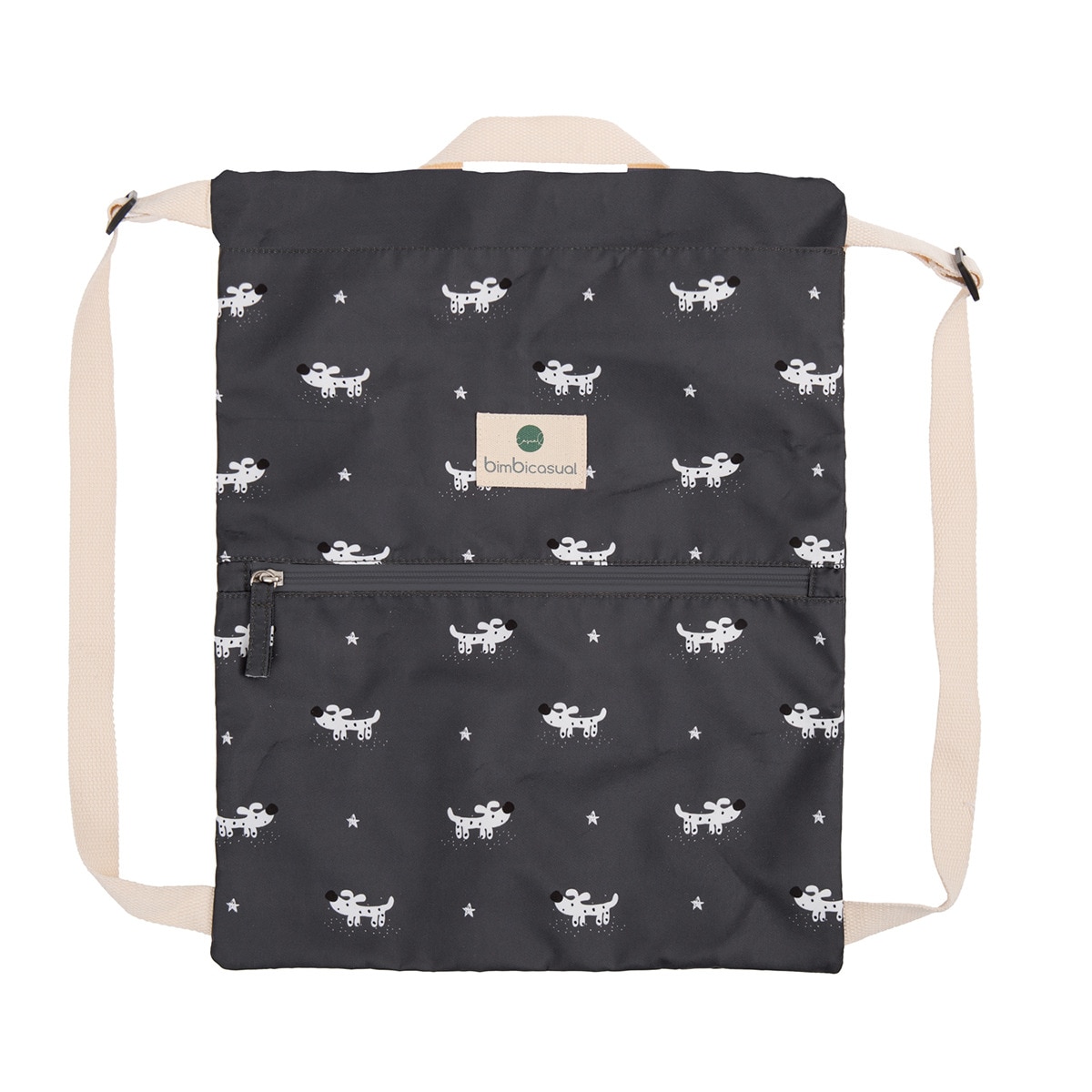 Bolsa/mochila merienda 43x32 bimbicasual guau 100% poliéster Gris-1