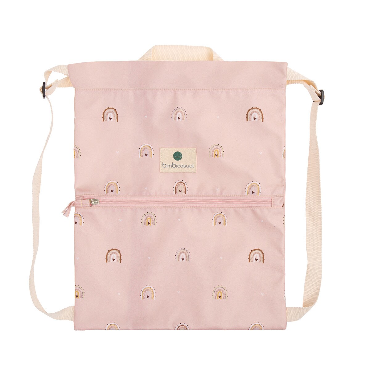 Bolsa/mochila merienda 43x32 bimbicasual happy days 100% poliéster Rosa-1