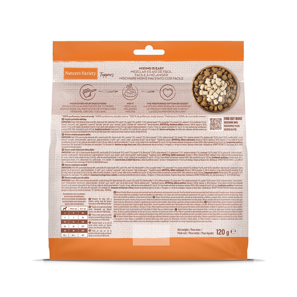 Toppers para perros adultos Nature's Variety pollo liofilizado 120 g 2