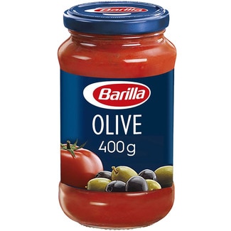 salsa Olive con base de tomate y aceitunas sin gluten frasco 400 g - Barilla