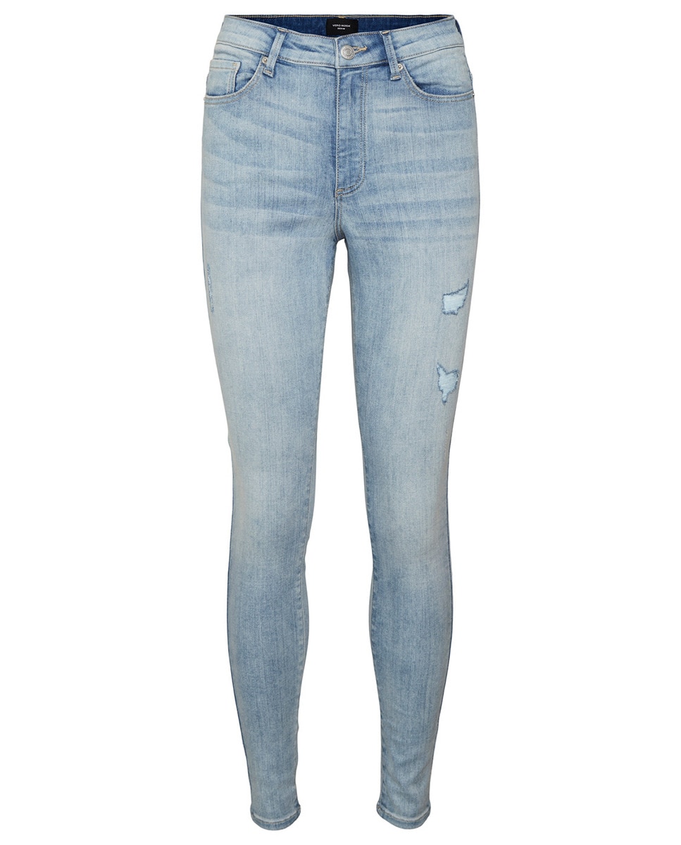 Jeans Skinny com Cintura Subida Azul-claro-5