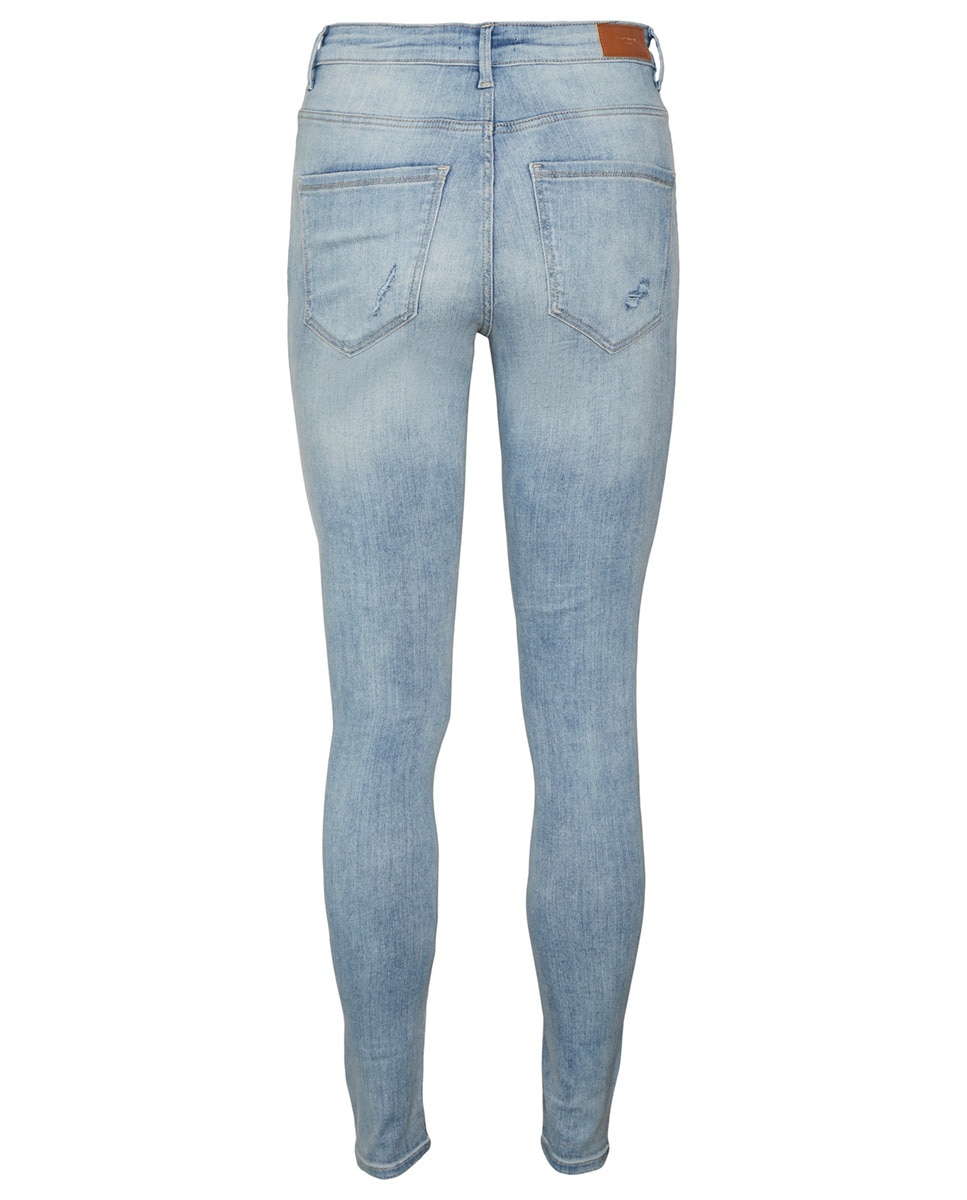 Jeans Skinny com Cintura Subida Azul-claro-6