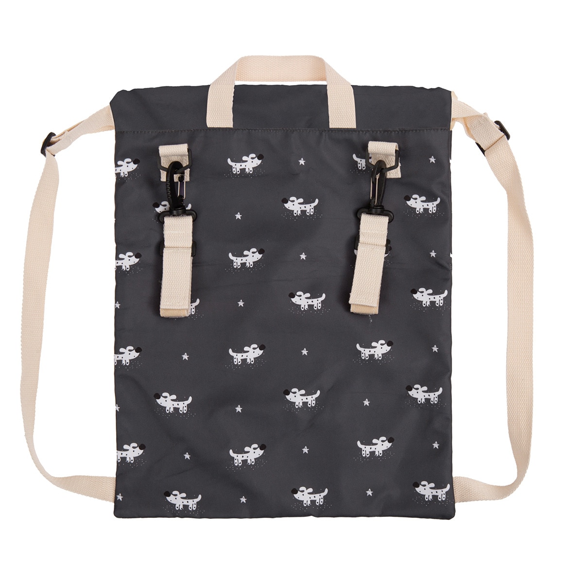 Bolsa/mochila merienda 43x32 bimbicasual guau 100% poliéster Gris-2