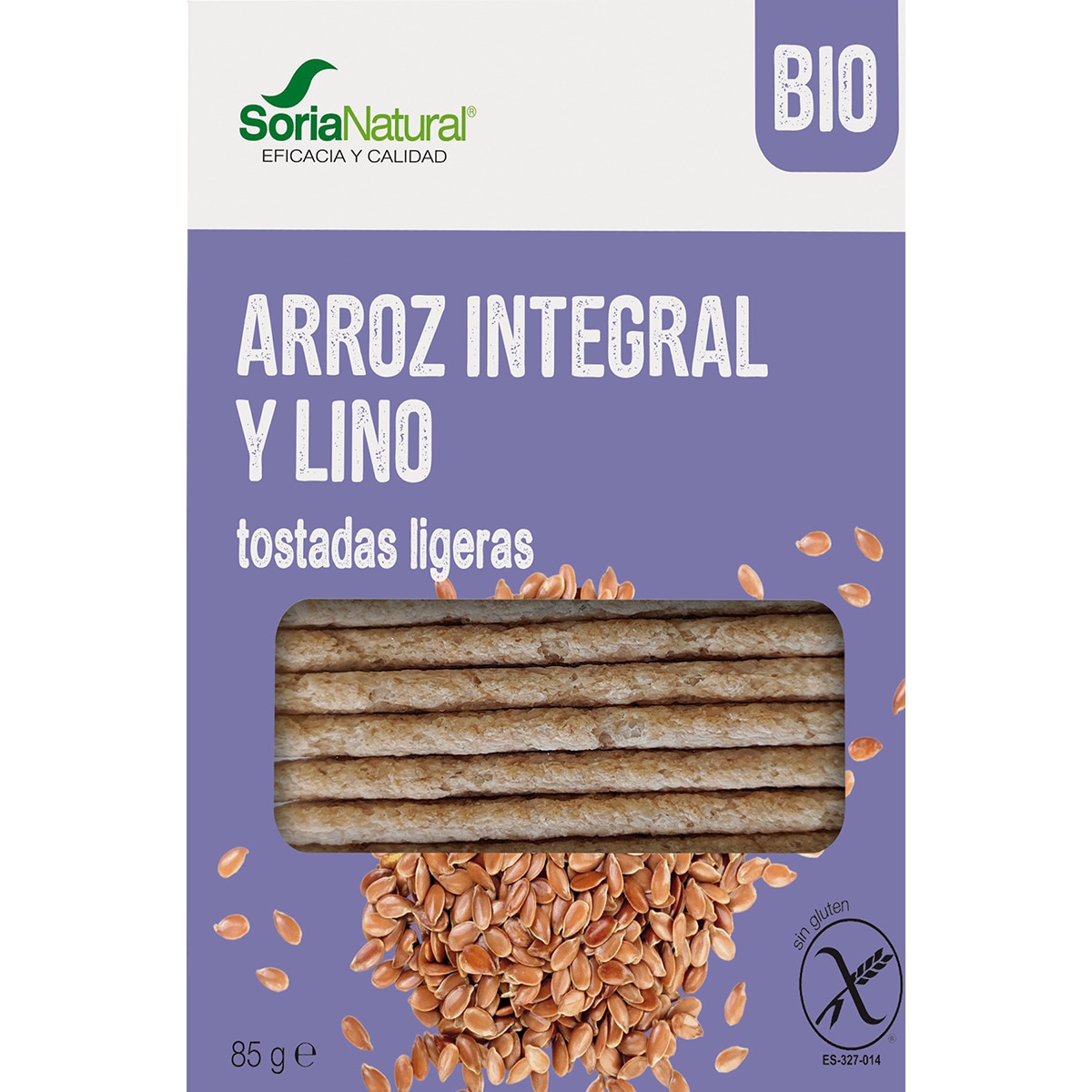 Tostas de Arroz e Linhaça Integral sem Glúten Biológicas embalagem 100 g