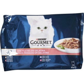 Perle Comida Húmida para Gato Finos Pedaços em Gelatina Pack 4 unidades embalagem 85 g - Gourmet