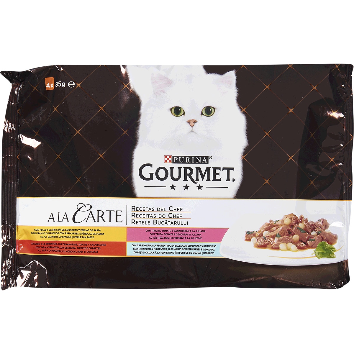 À la Carte Comida Húmida para Gato Receitas do Chef Pack 4 unidades embalagem 340 g