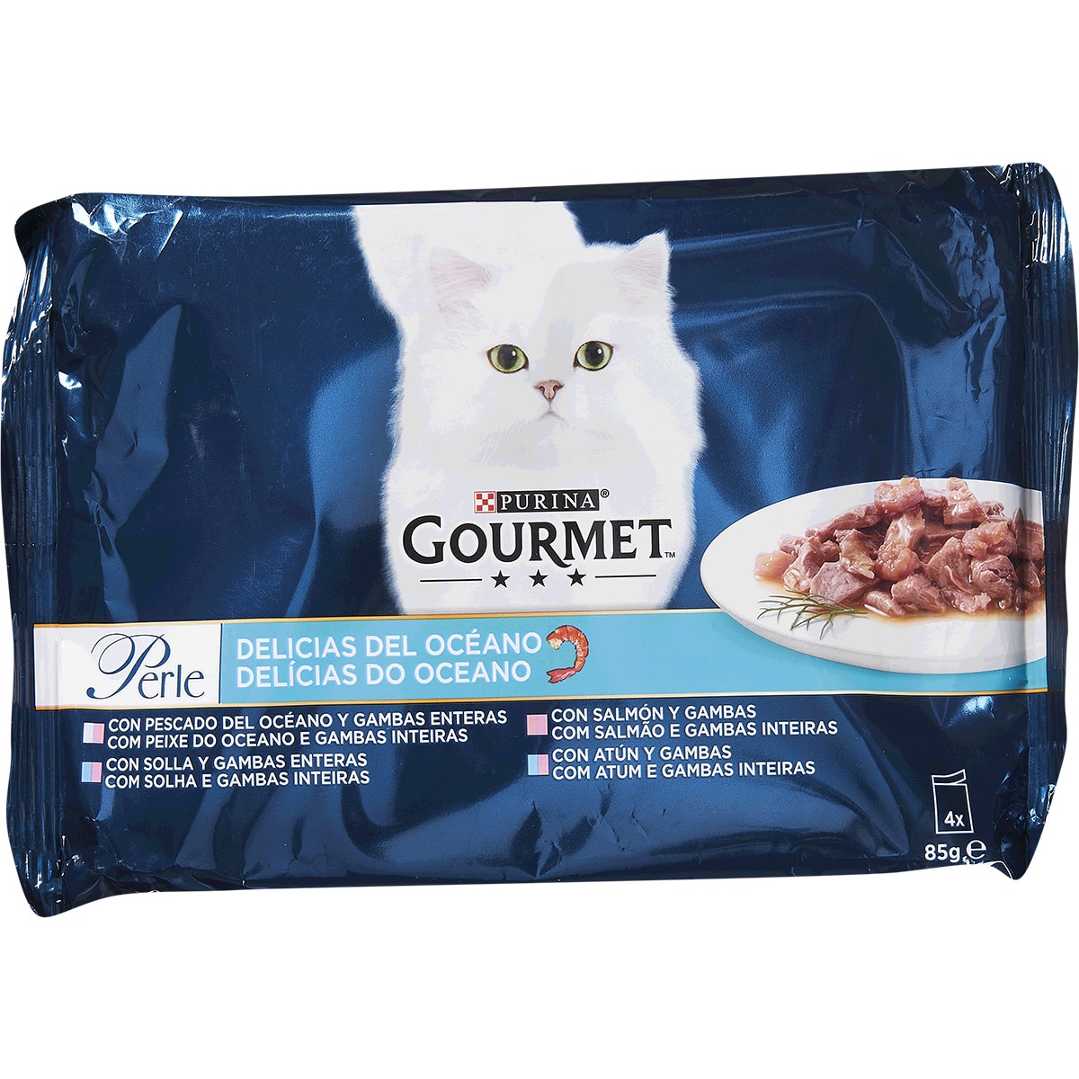 Perle Comida Húmida para Gato Delícias do Oceano multipack 4 embalagem 340 g