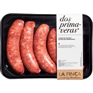 longaniza fresca criolla 4 o 5 unidades de vacuno joven Dos Primaveras peso aproximado bandeja 450 g - La Finca