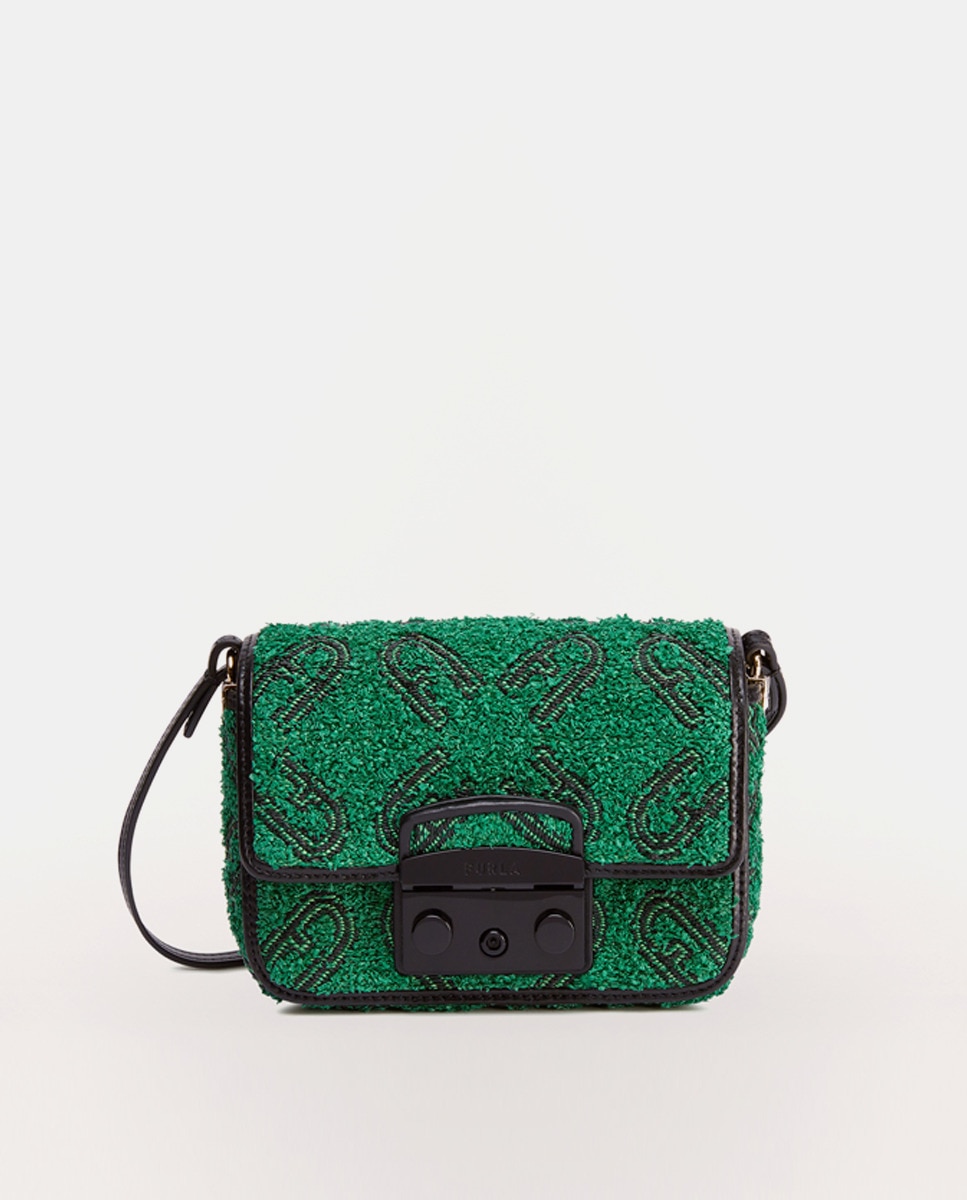 Minisac à bandoulière Metropolis en raphia à motif arc