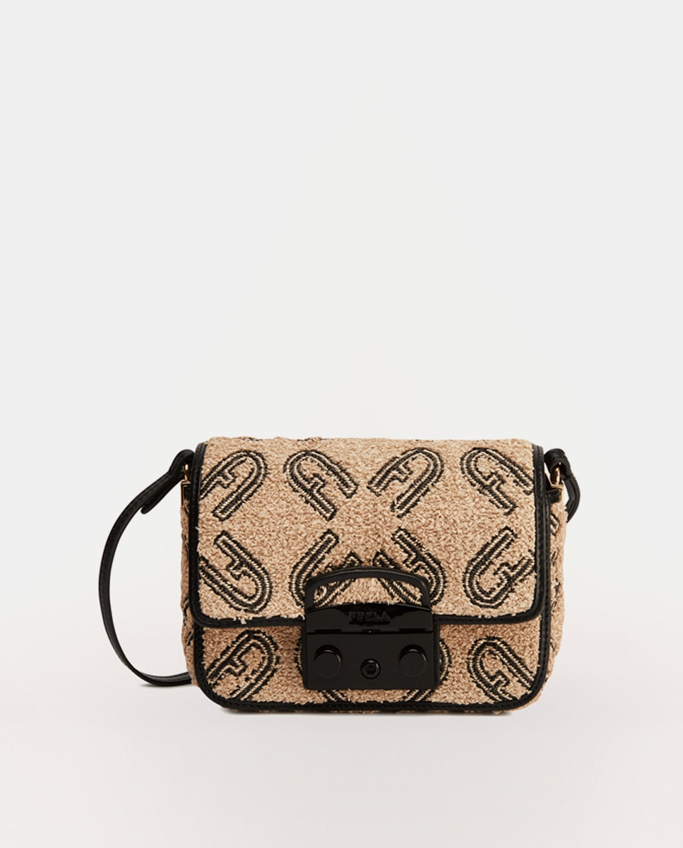 Minisac à bandoulière Metropolis en raphia à motif arc