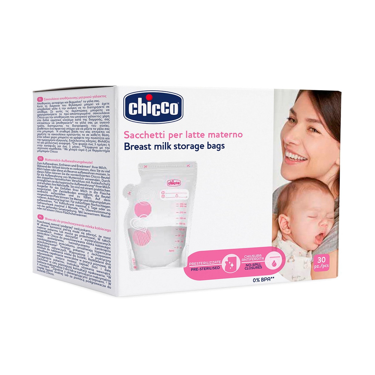 Bolsas conservación Chicco para leche materna 230ml 30ud Transparente-5