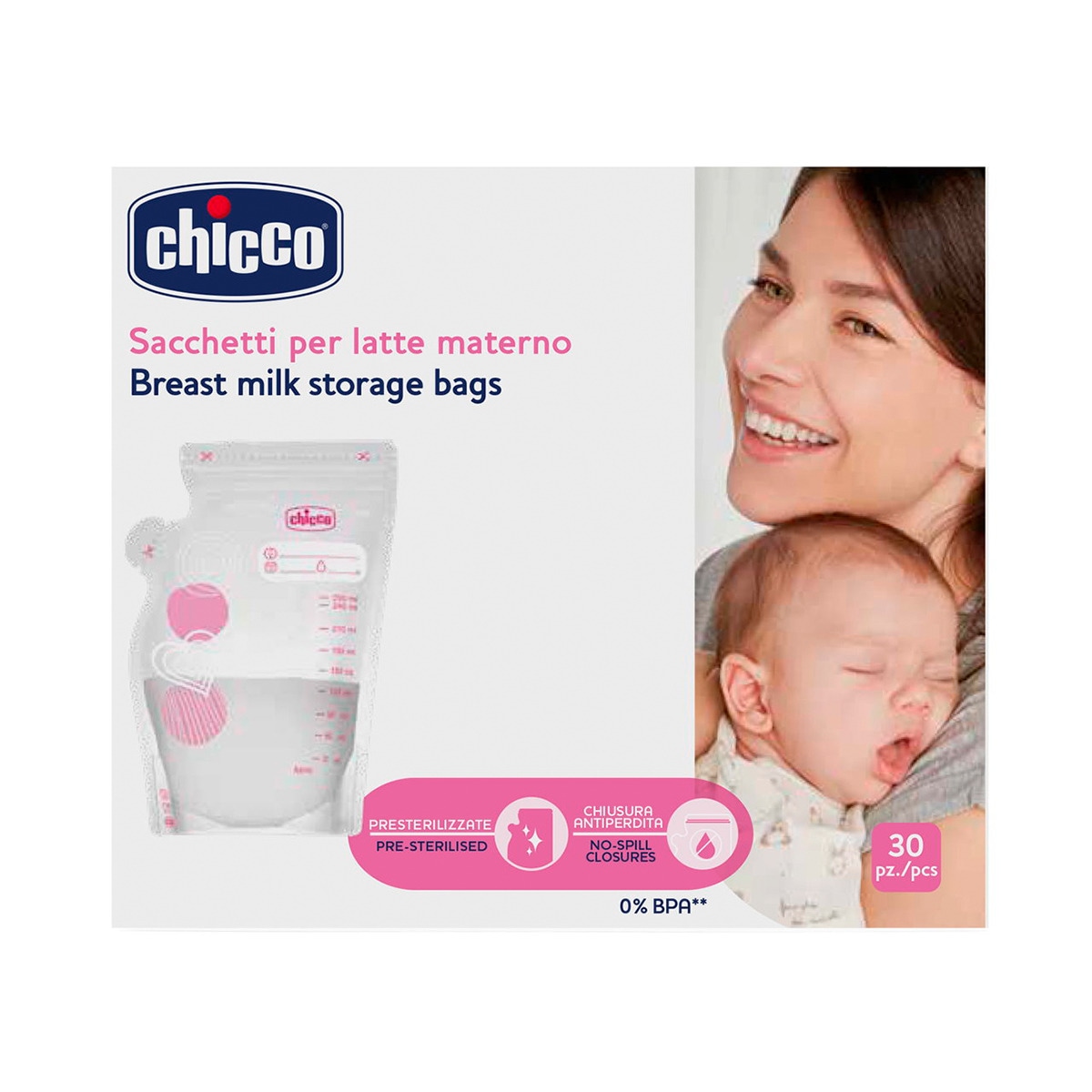 Bolsas conservación Chicco para leche materna 230ml 30ud Transparente-4
