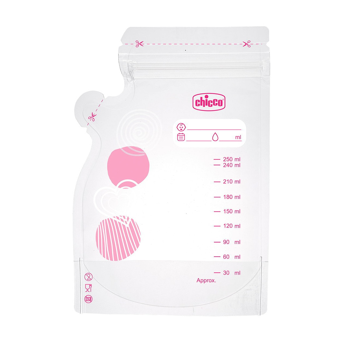 Bolsas conservación Chicco para leche materna 230ml 30ud Transparente-2