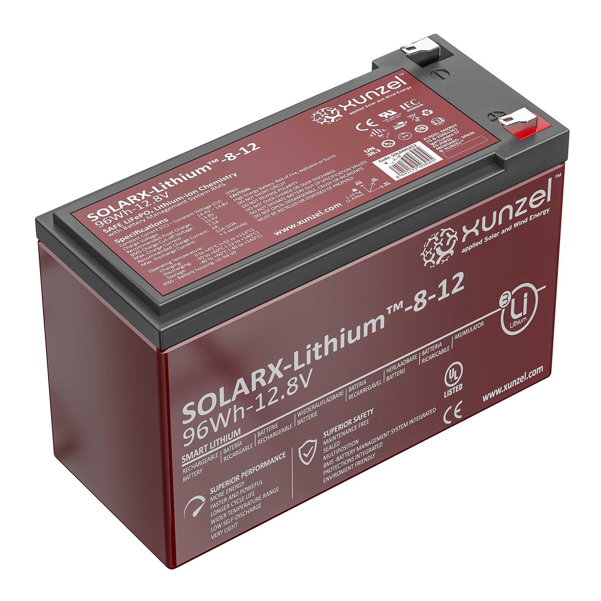 Batería Solar Litio SOLARX-Li-8 96Wh 12V 1