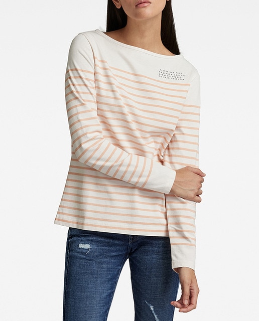 Imagen 0 de Sudadera de punto Stripe Graphic de cuello barco y fino ribete de canalé