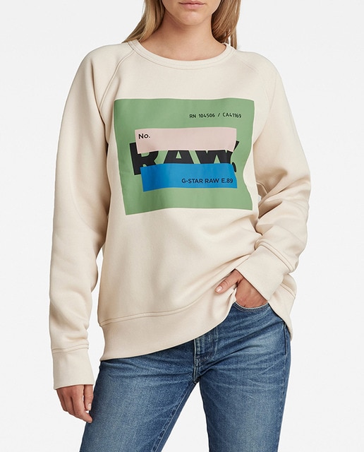 Imagen 0 de Sudadera de mujer de cuello redondo RAW Covered, corte recto y bordes acanalados