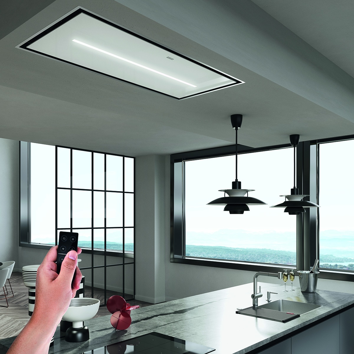 Campana de techo Franke con 3 velocidades + 2 intensivas - 3500679885 Cristal blanco-2