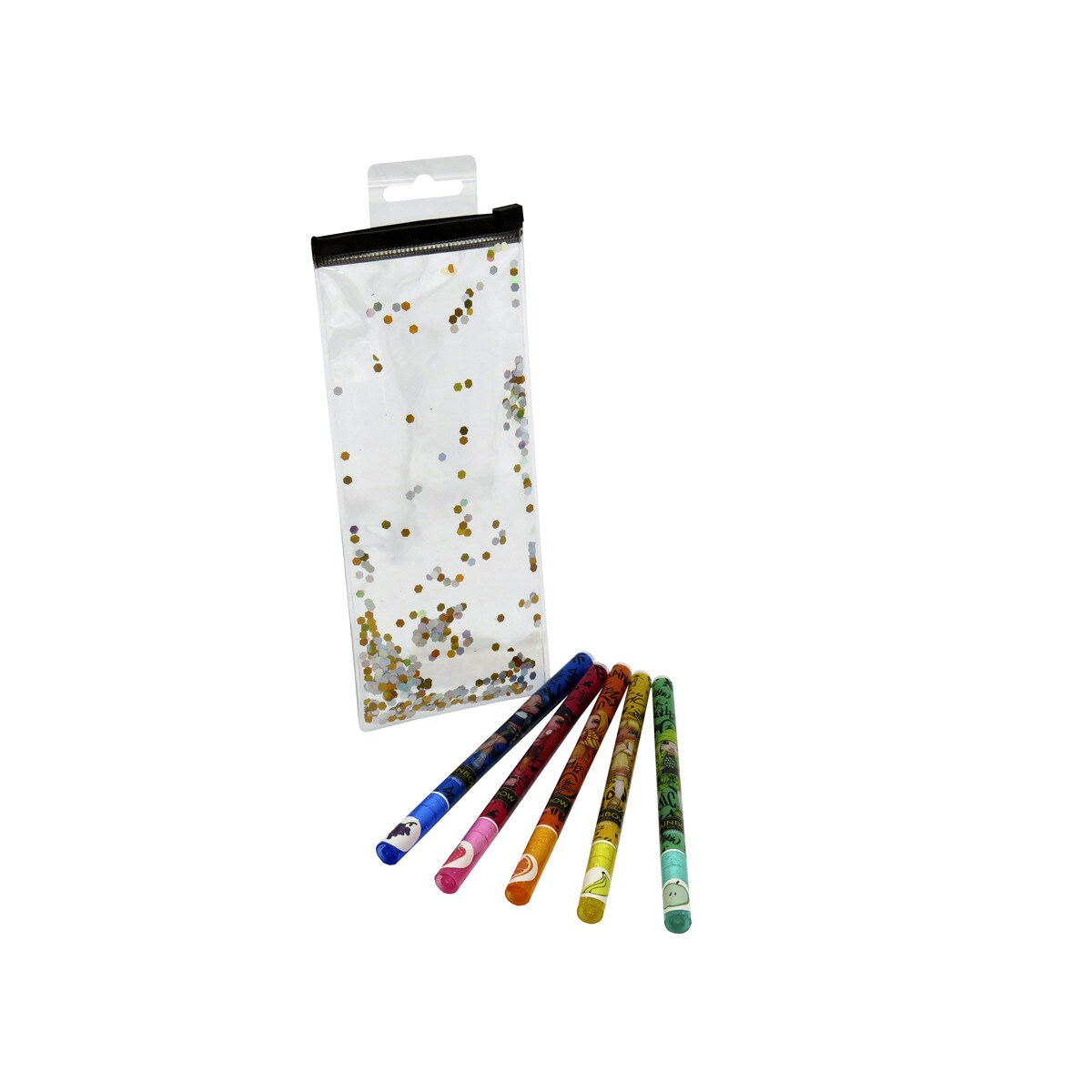 Set de 5 boligrafos con purpurina y olor Rainbow High CyP Brands negro multicolor Negro / Multicolor-3