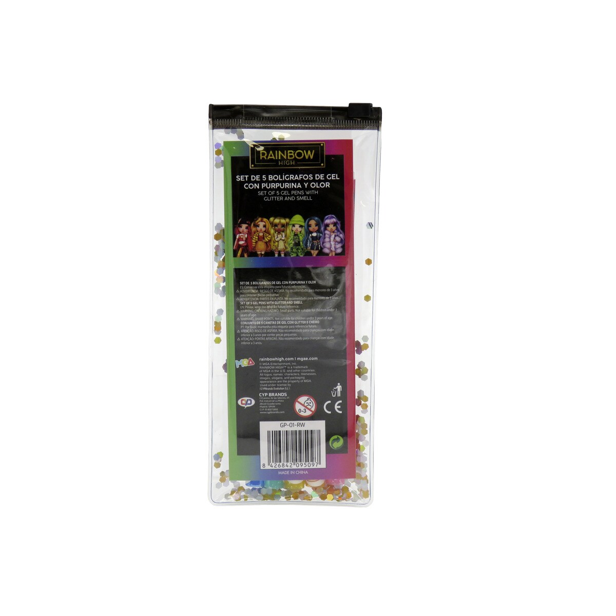 Set de 5 boligrafos con purpurina y olor Rainbow High CyP Brands negro multicolor Negro / Multicolor-2