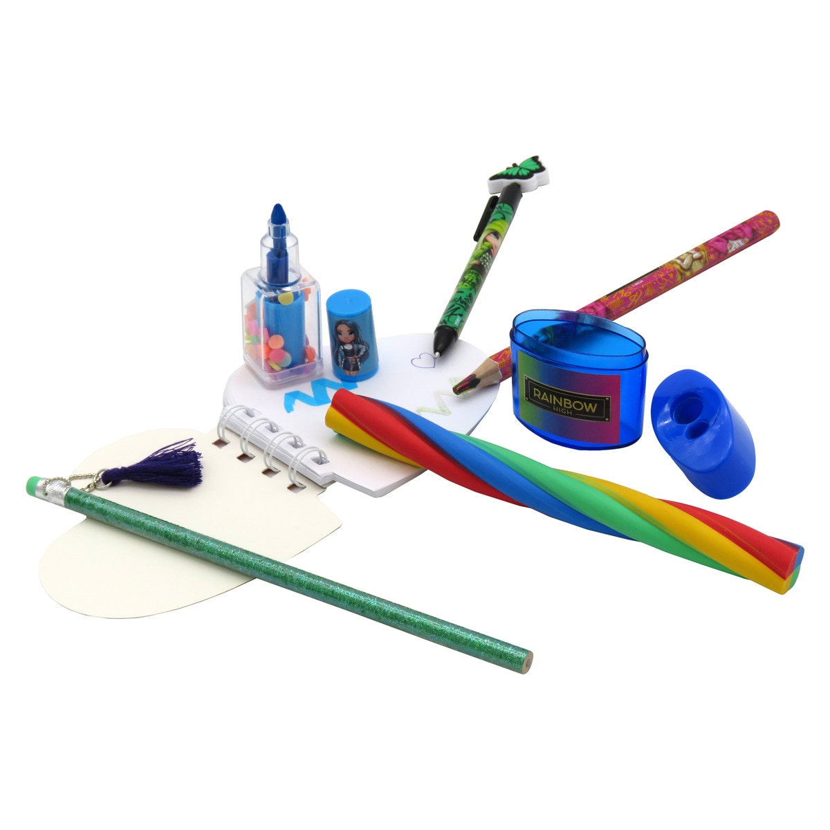 Conjunto de Estojo Simples Jumbo com Acessórios de Papelaria Rainbow High - Preto Multicolor Preto / Multicolor-5