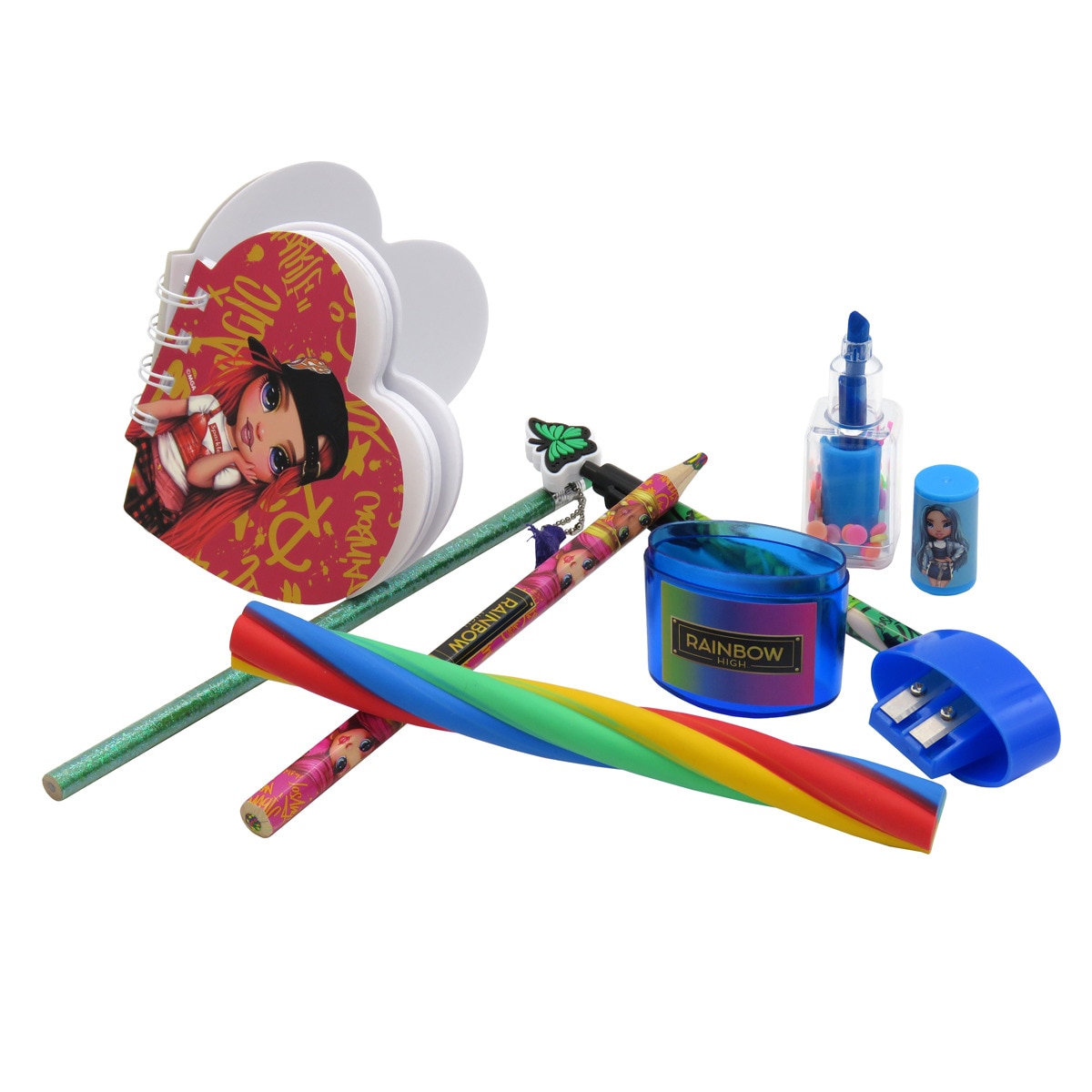 Conjunto de Estojo Simples Jumbo com Acessórios de Papelaria Rainbow High - Preto Multicolor Preto / Multicolor-4
