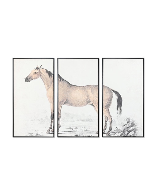 Imagen 0 de Cuadro set 3 ps lienzo 120x4x60 caballo enmarcado