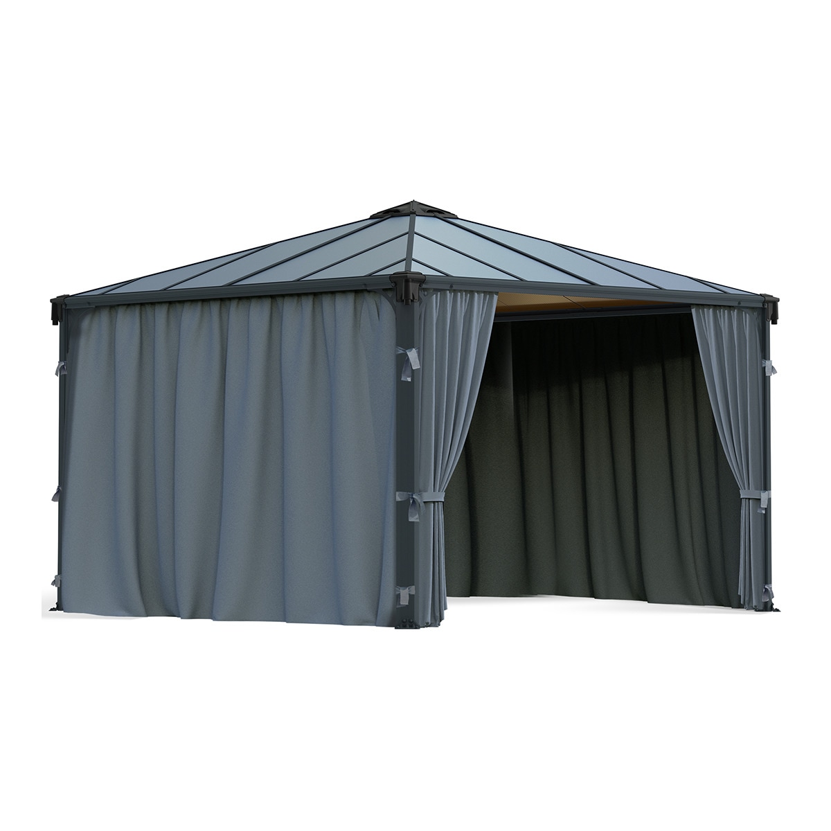 Cortinas para Cenadores Palermo 295 x 295 y 360 x 360, Milano 309 x 309 y Martinique 360 x 296 - 4 piezas Gris oscuro-2