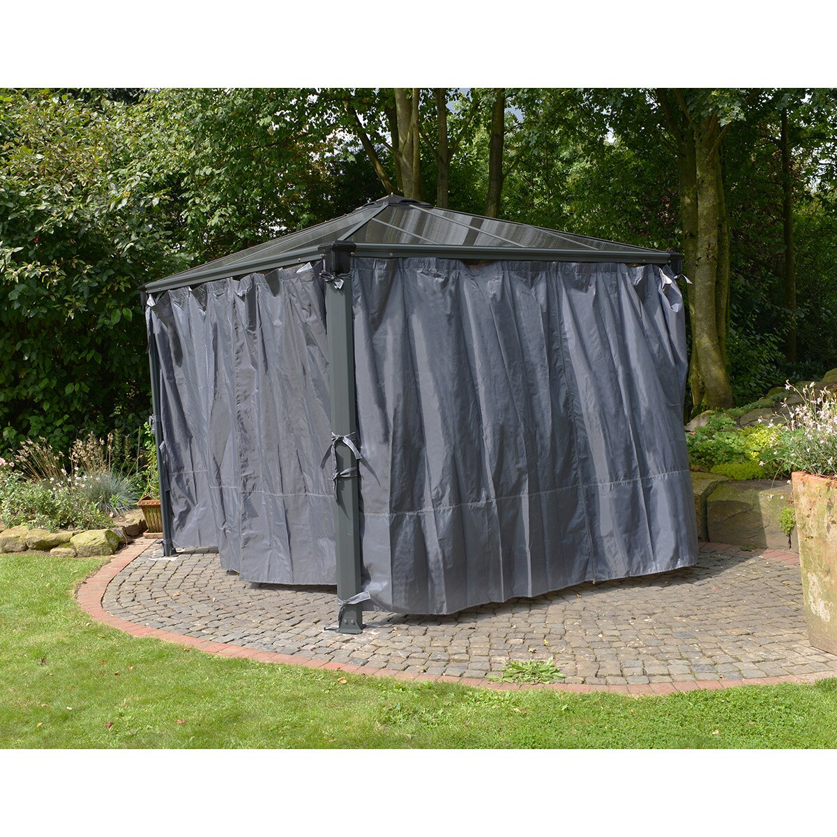 Cortinas para Cenadores Palermo 295 x 295 y 360 x 360, Milano 309 x 309 y Martinique 360 x 296 - 4 piezas Gris oscuro-6