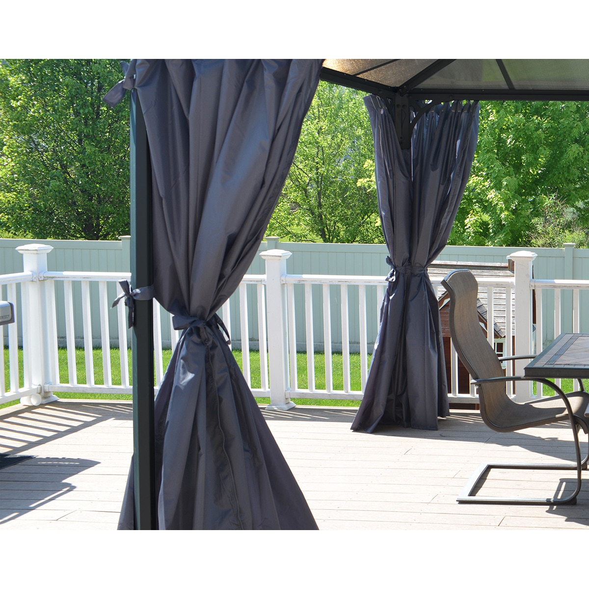 Cortinas para Cenadores Palermo 295 x 295 y 360 x 360, Milano 309 x 309 y Martinique 360 x 296 - 4 piezas Gris oscuro-8