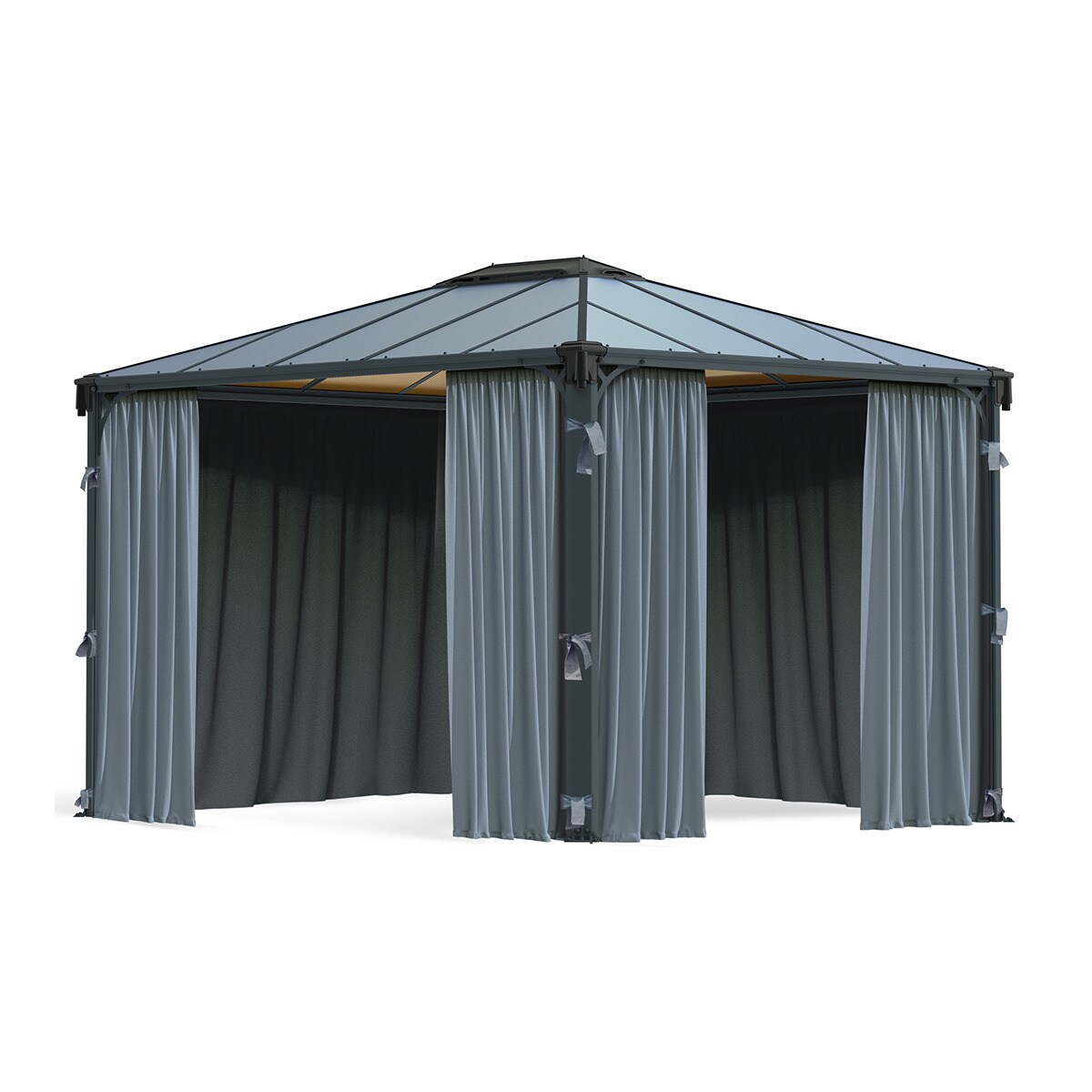 Cortinas para Cenadores Palermo 295 x 295 y 360 x 360, Milano 309 x 309 y Martinique 360 x 296 - 4 piezas Gris oscuro-4