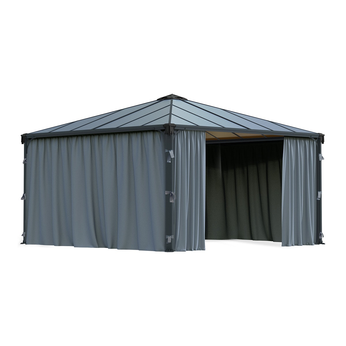 Cortinas para Cenador Palermo 429 x 429 - 4 piezas Gris oscuro-1