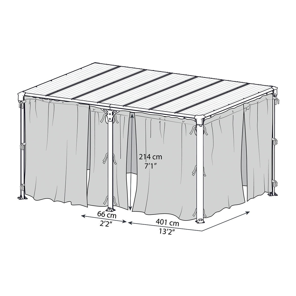 Cortinas para Cenadores Martinique 493 x 360 y Milano 426 x 309 - 6 piezas Gris oscuro-7