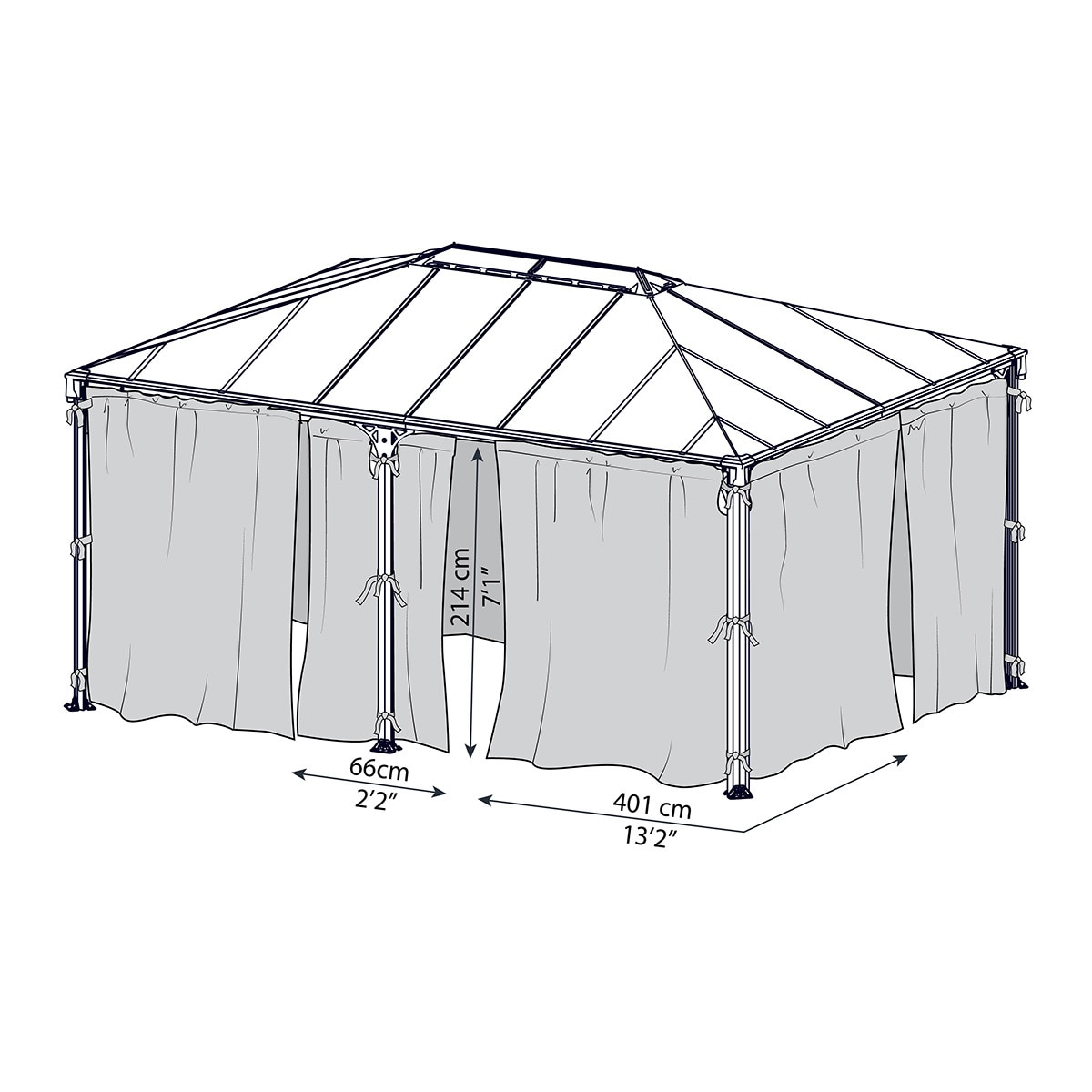 Cortinas para Cenadores Martinique 493 x 360 y Milano 426 x 309 - 6 piezas Gris oscuro-6