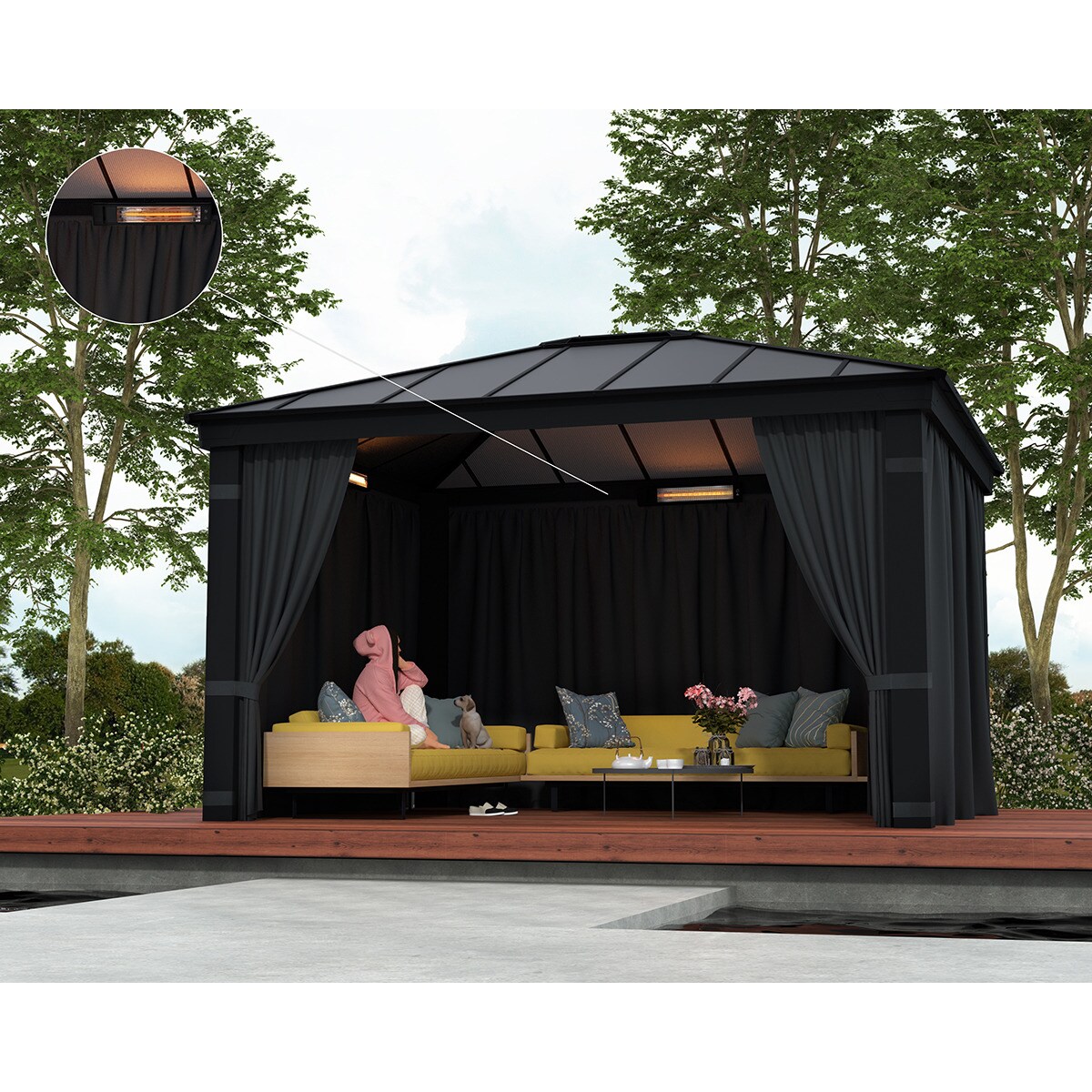Calefactor Eléctrico 1800 W para Cenadores Gris oscuro-4