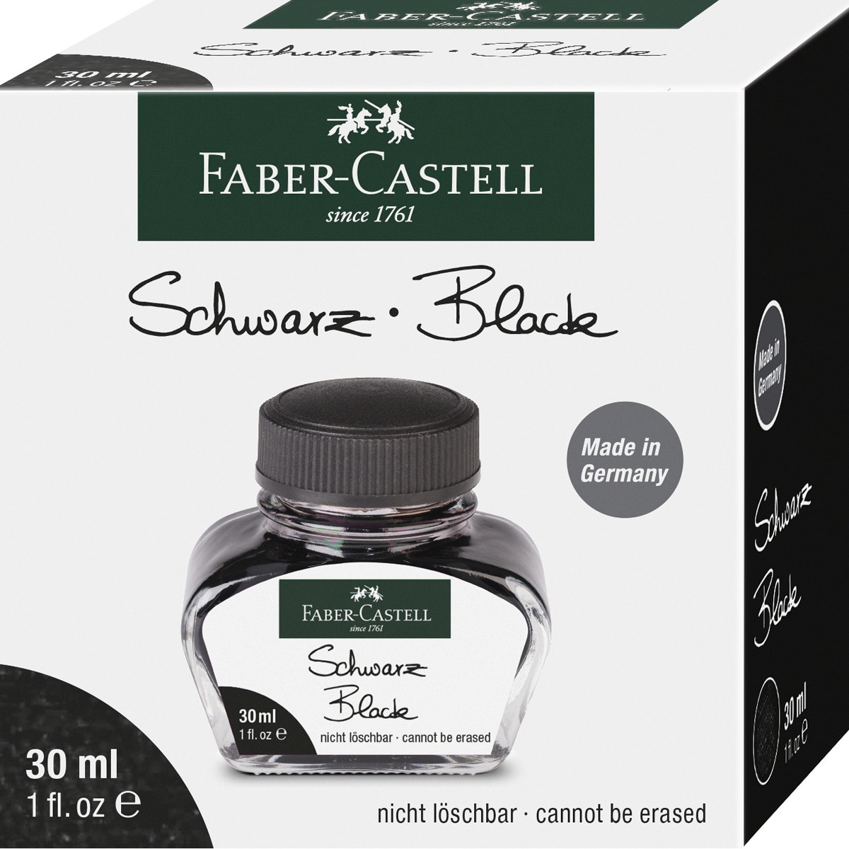 Tintero de 30 mi para plumas con convertidor Faber-Castell negro Negro-2