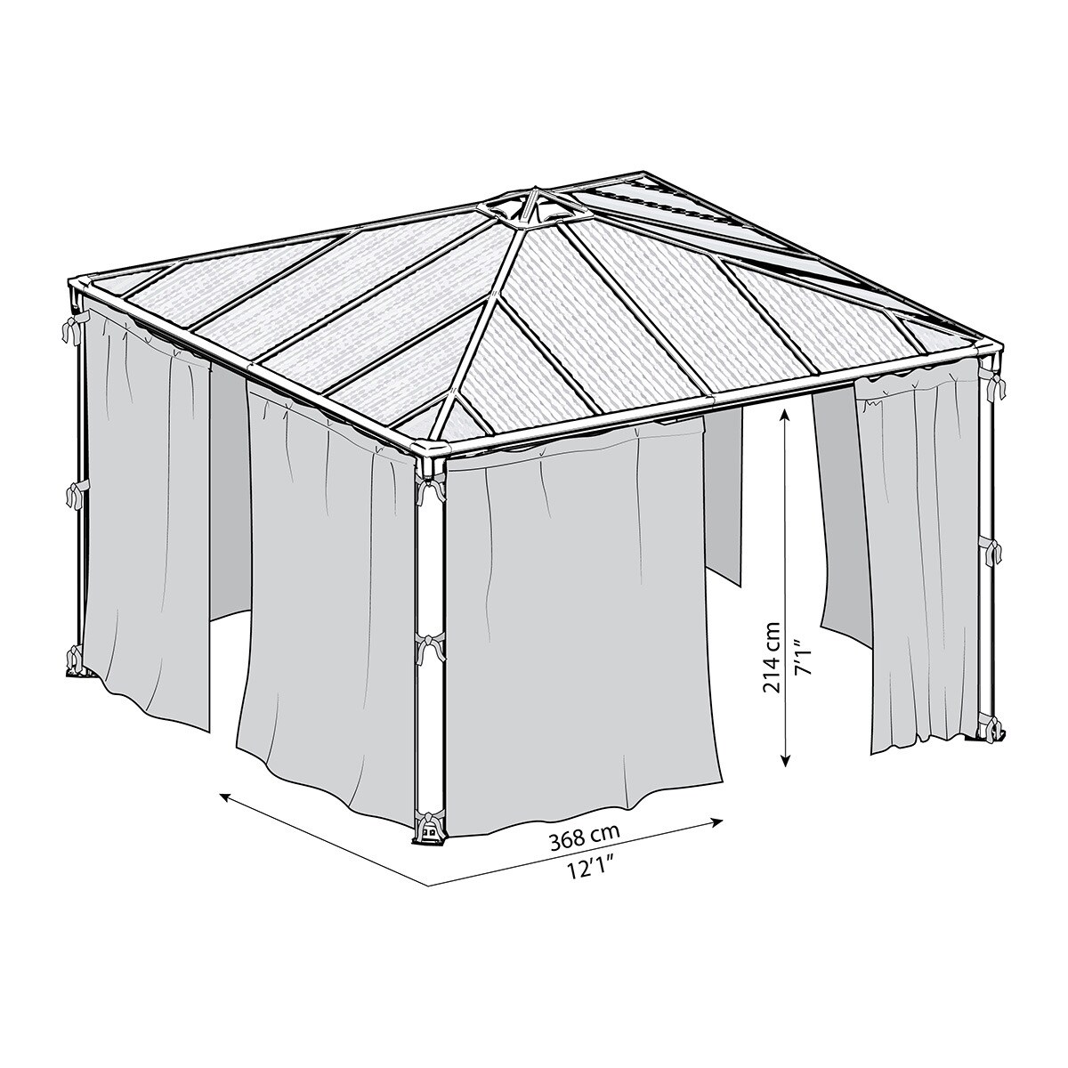 Mosquitera para Cenadores Palermo 295 x 295 y 360 x 360, Martinique 360 x 296 y Milano 309 x 309 - 4 piezas Gris oscuro-13