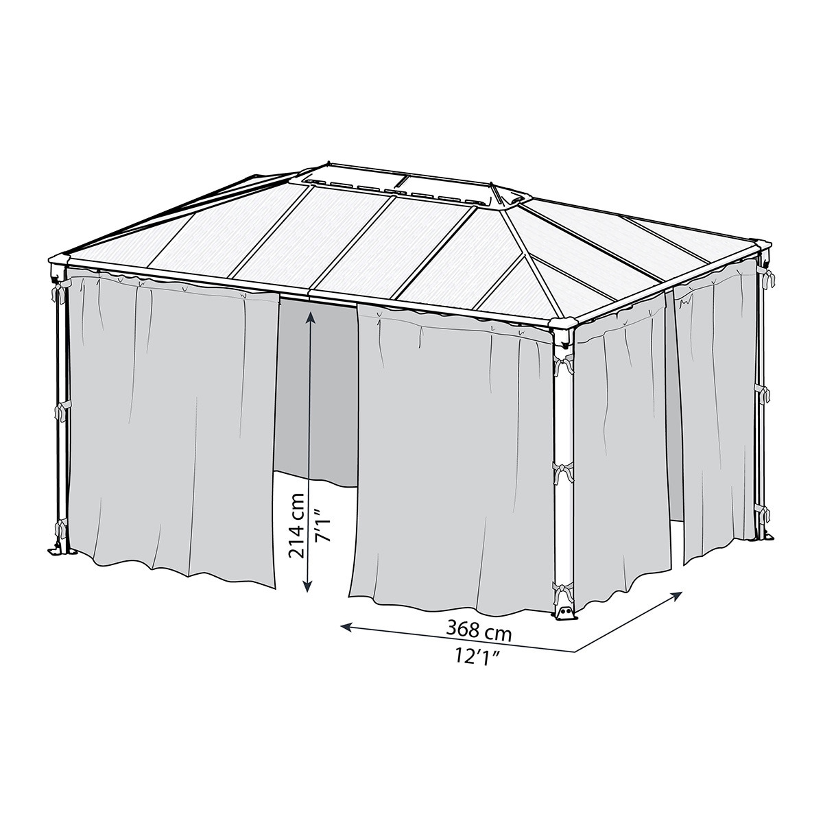 Mosquitera para Cenadores Palermo 295 x 295 y 360 x 360, Martinique 360 x 296 y Milano 309 x 309 - 4 piezas Gris oscuro-12