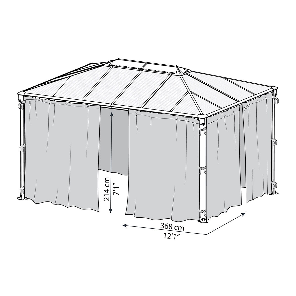 Mosquitera para Cenadores Palermo 295 x 295 y 360 x 360, Martinique 360 x 296 y Milano 309 x 309 - 4 piezas Gris oscuro-12