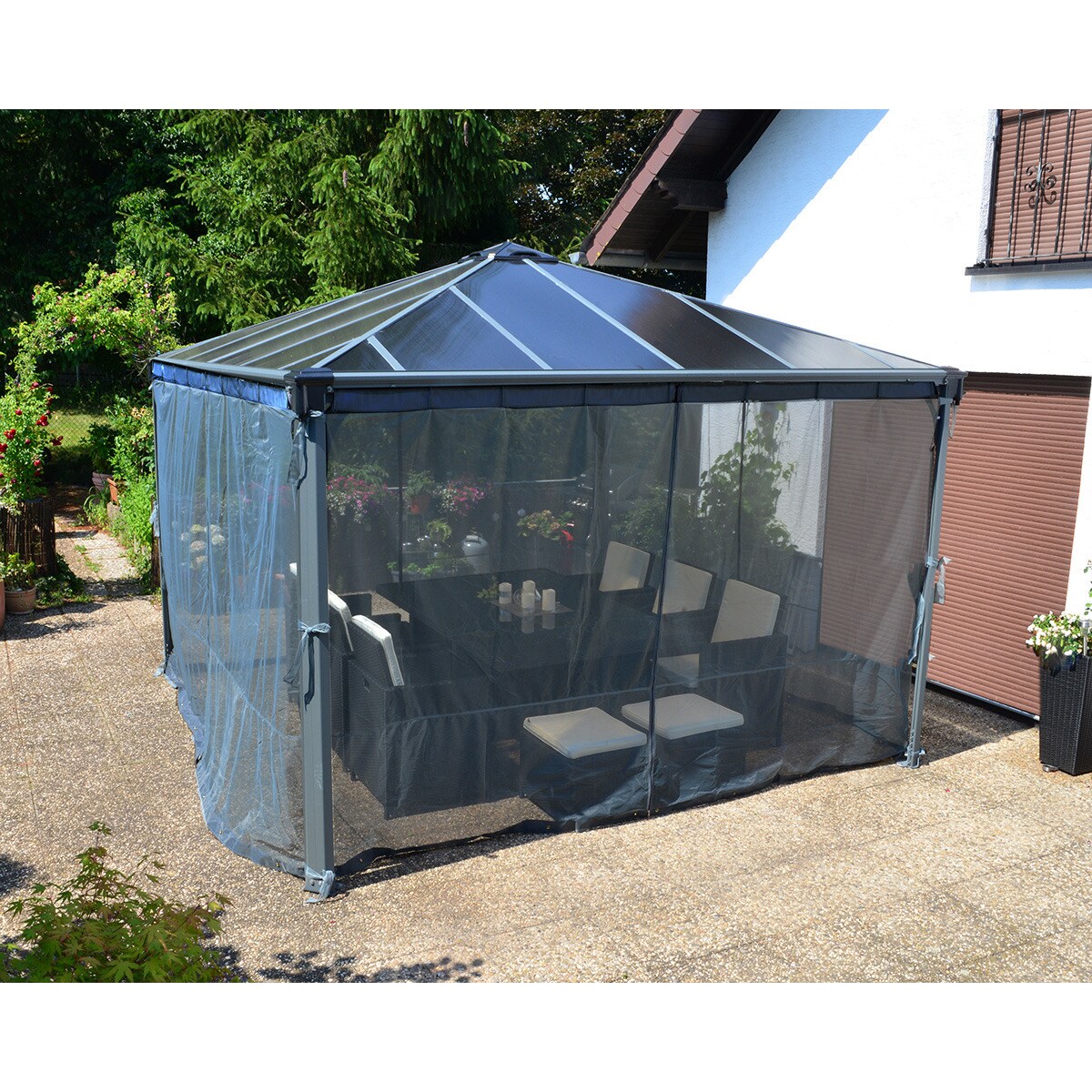 Mosquitera para Cenadores Palermo 295 x 295 y 360 x 360, Martinique 360 x 296 y Milano 309 x 309 - 4 piezas Gris oscuro-9