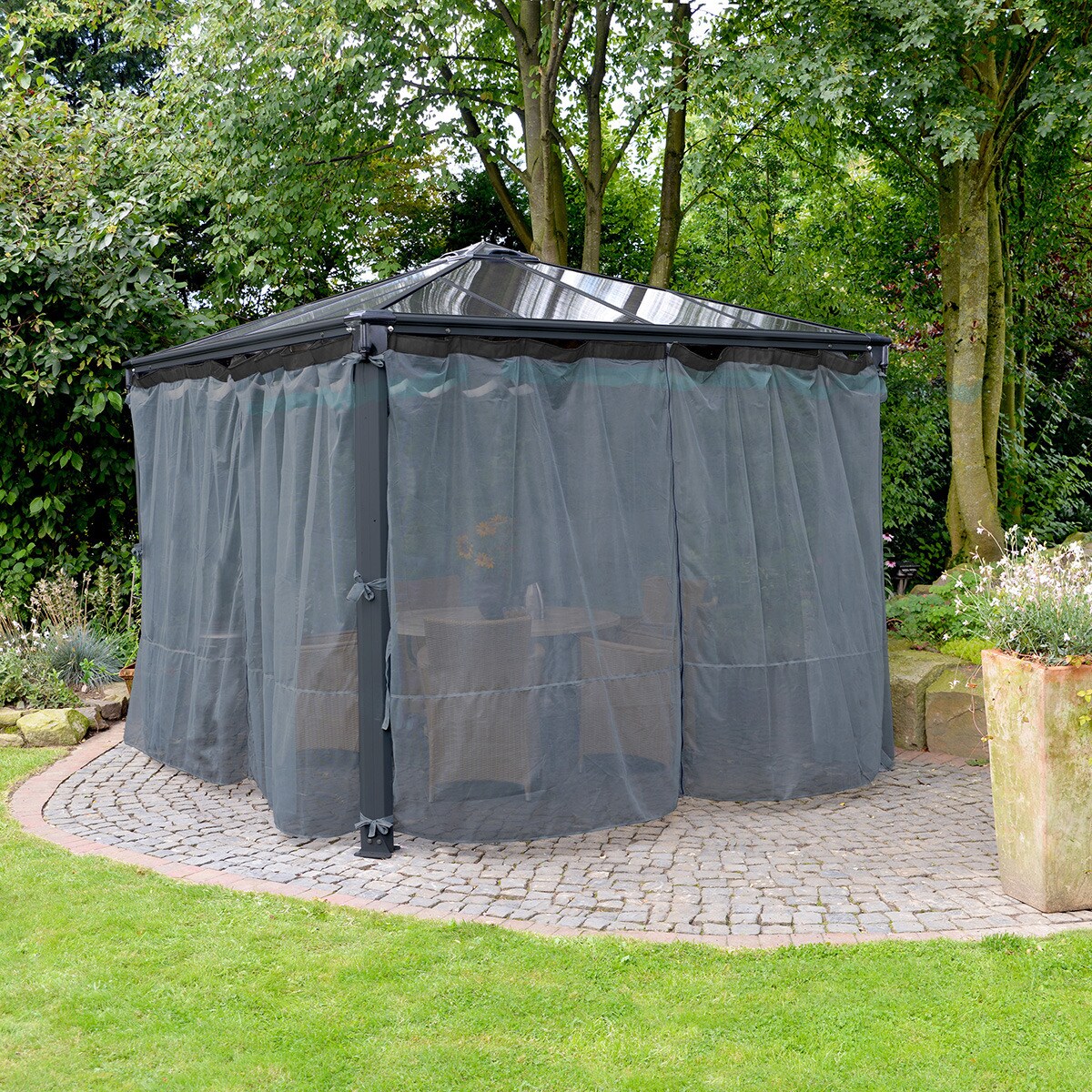 Mosquitera para Cenadores Palermo 295 x 295 y 360 x 360, Martinique 360 x 296 y Milano 309 x 309 - 4 piezas Gris oscuro-8