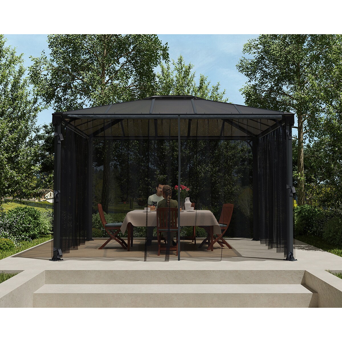 Mosquitera para Cenadores Palermo 295 x 295 y 360 x 360, Martinique 360 x 296 y Milano 309 x 309 - 4 piezas Gris oscuro-5