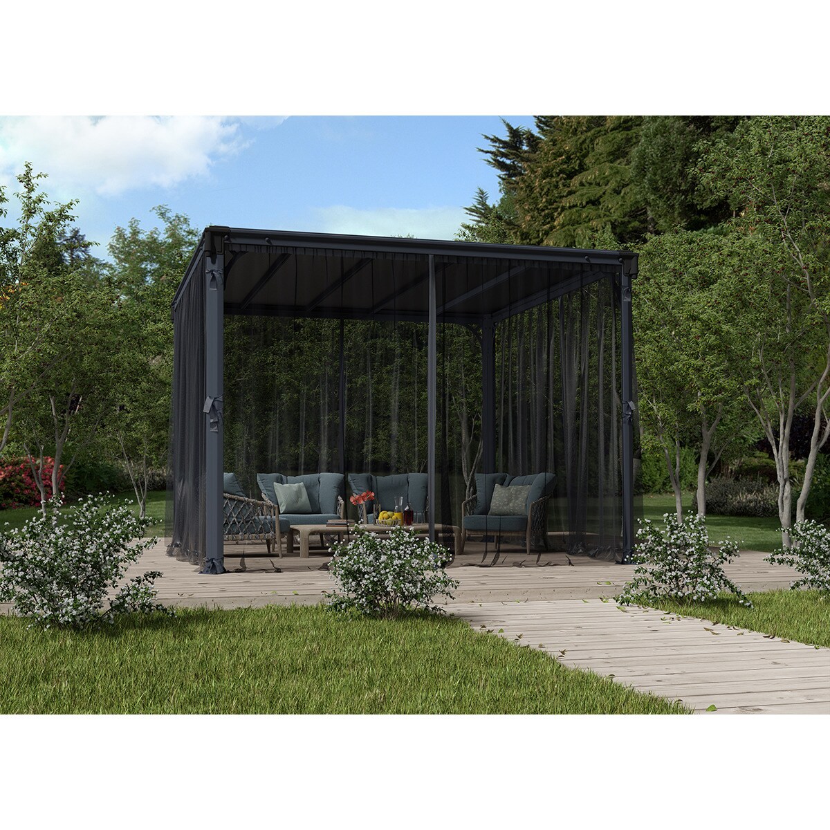 Mosquitera para Cenadores Palermo 295 x 295 y 360 x 360, Martinique 360 x 296 y Milano 309 x 309 - 4 piezas Gris oscuro-6