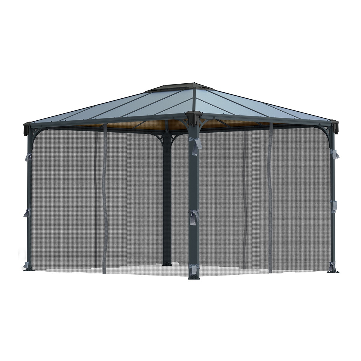 Mosquitera para Cenadores Palermo 295 x 295 y 360 x 360, Martinique 360 x 296 y Milano 309 x 309 - 4 piezas Gris oscuro-2