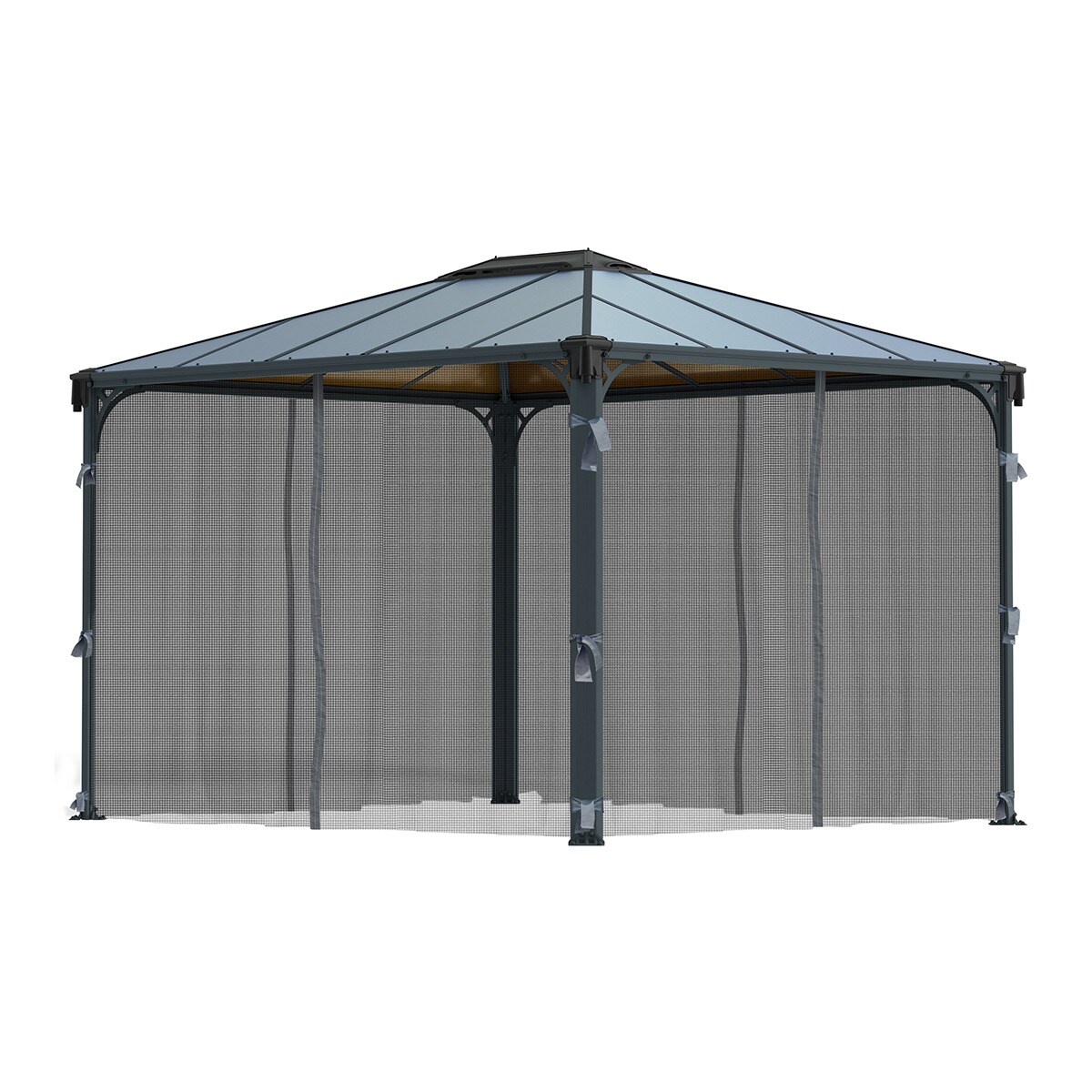 Mosquitera para Cenadores Palermo 295 x 295 y 360 x 360, Martinique 360 x 296 y Milano 309 x 309 - 4 piezas Gris oscuro-2